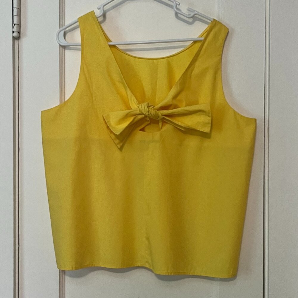 Madison 100% cotton canary yellow tie back blouse size XL preppy summer beachy